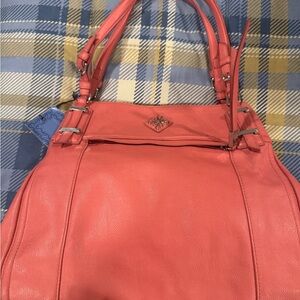 Simply by Vera Wang Coral Leather Tote Bag